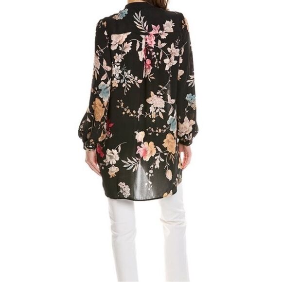 Joan Vass  - New York… Mandarin Collar flower high low top size S - Picture 1 of 10
